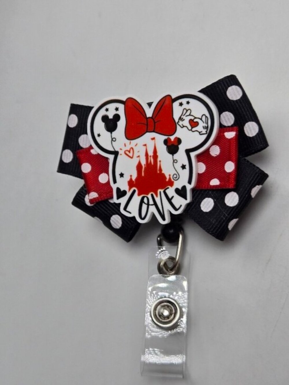 OOAK Handmade Minnie Mouse Badge Reel Disney Love Name Tag Holder Nurse Fashion